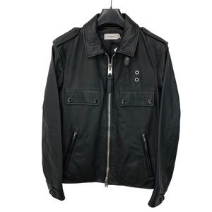 Coach Men’s Black Leather Officer Jacket Size: 46